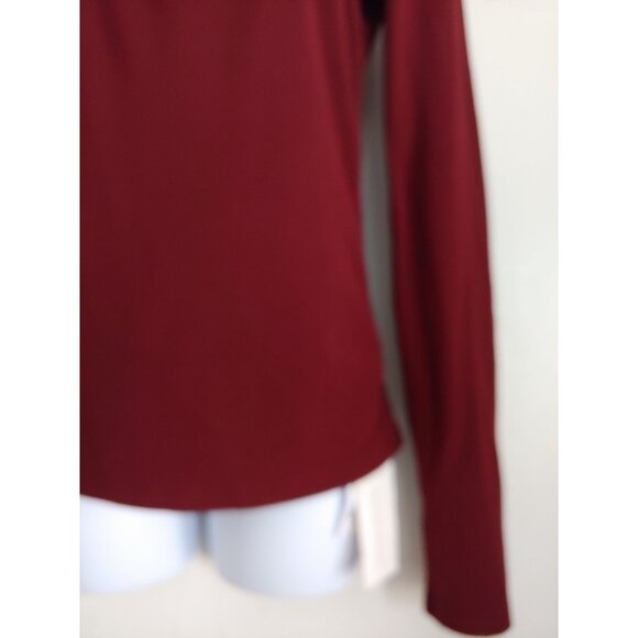 Commense 2 in 1 Mock Neck Jersey Top Monochrome Burgundy L Modest - Picture 7 of 13